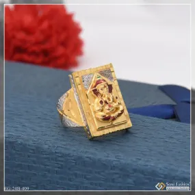 1 Gram Gold Plated Ganesha Latest Design High-quality Ring For Men - Style B409