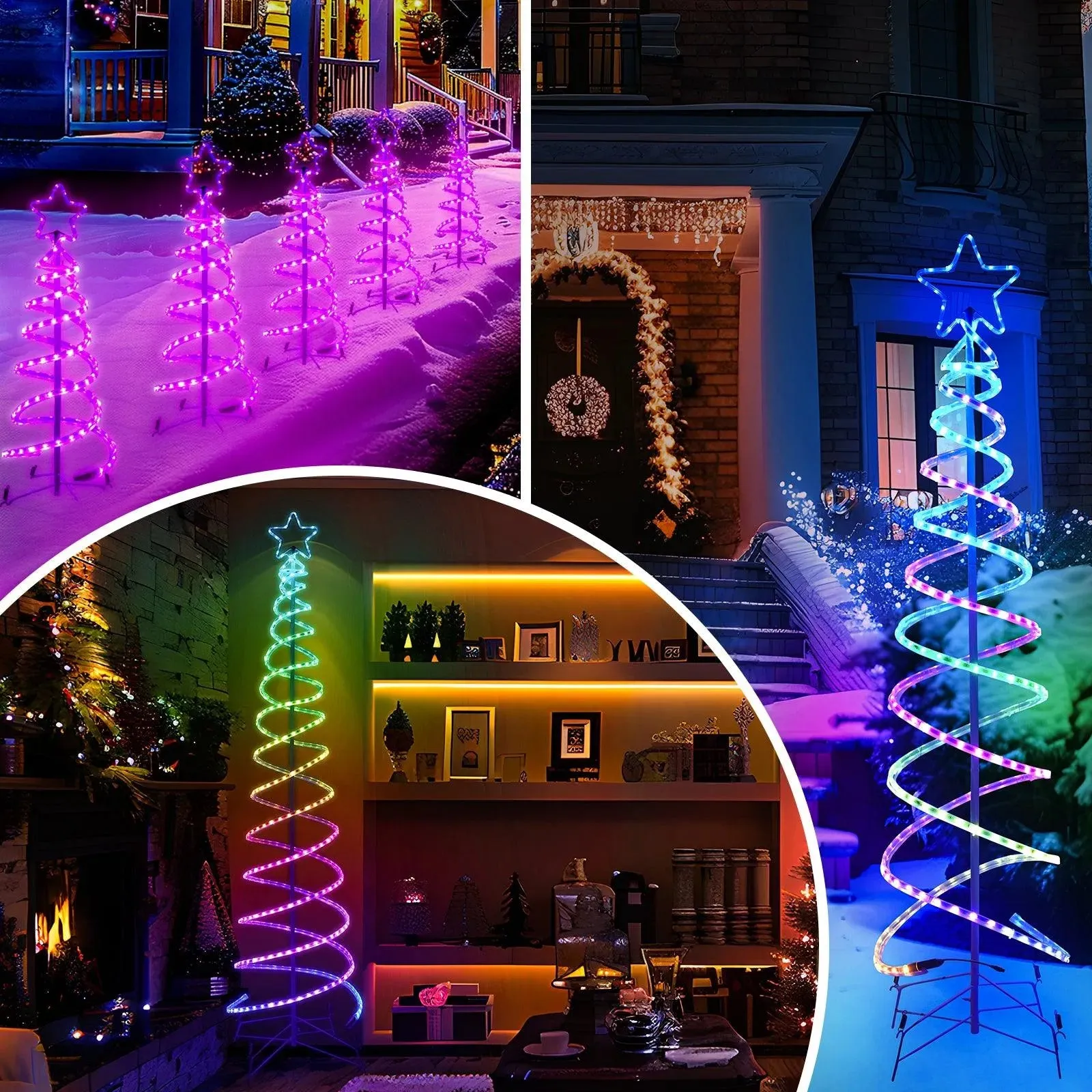 24V Dual Spiral Tree Christmas Tree Light Sturdy RGB Chasing Tree Light