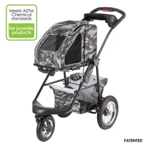 5-in-1 Complete Travel System with PET CARRIER and PET STROLLER, Stainless Steel Shock Absorption Bike Tires, Sturdy, Lightweight, Large Storage Basket, Supports pets up to 25LBS