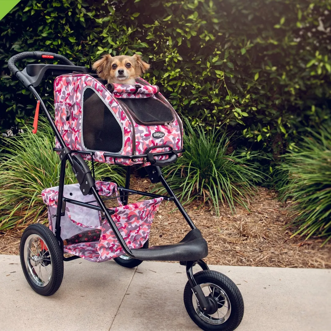 5-in-1 Complete Travel System with PET CARRIER and PET STROLLER, Stainless Steel Shock Absorption Bike Tires, Sturdy, Lightweight, Large Storage Basket, Supports pets up to 25LBS