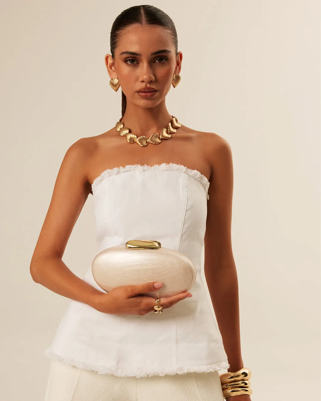 AMINA CLUTCH BAG - IVORY