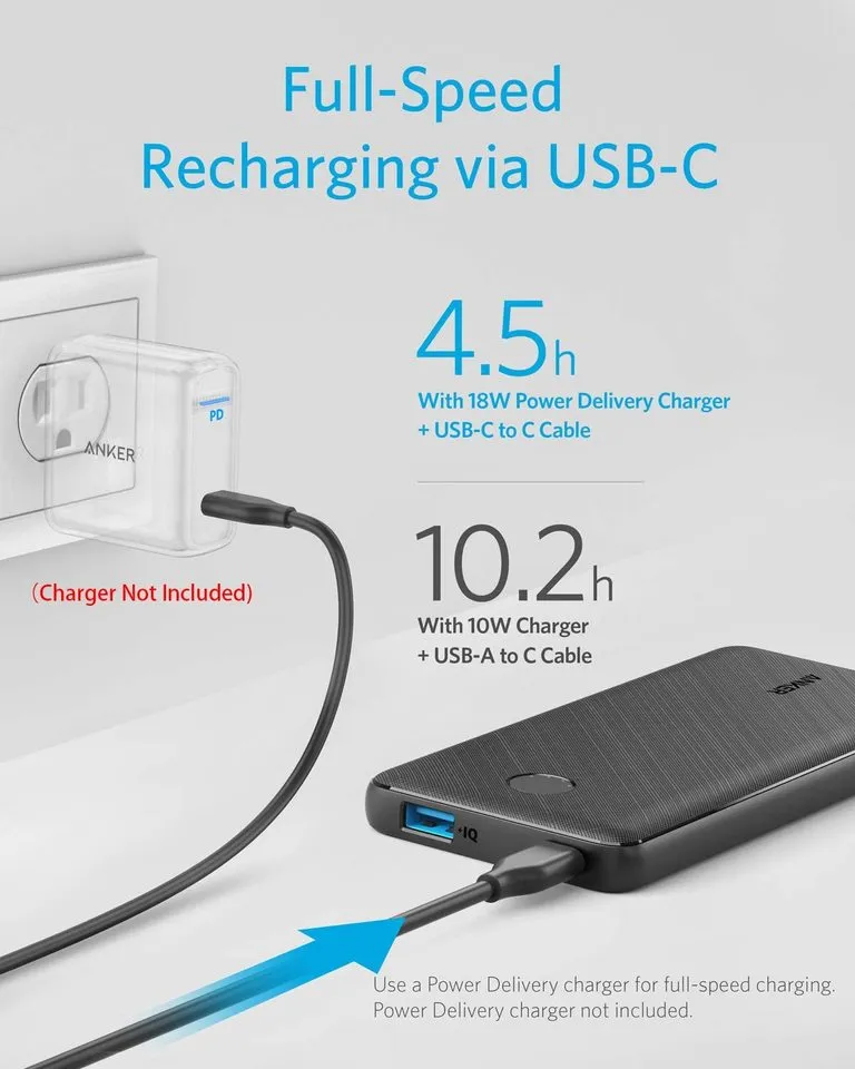 Anker Powercore Slim 10K MAH PD - Black (Bulk - No Packaging)