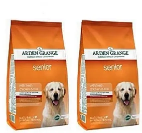 Arden Grange 2 Bag Deal (2 x 12kg) Adult Dog Senior Fresh Chicken & Rice