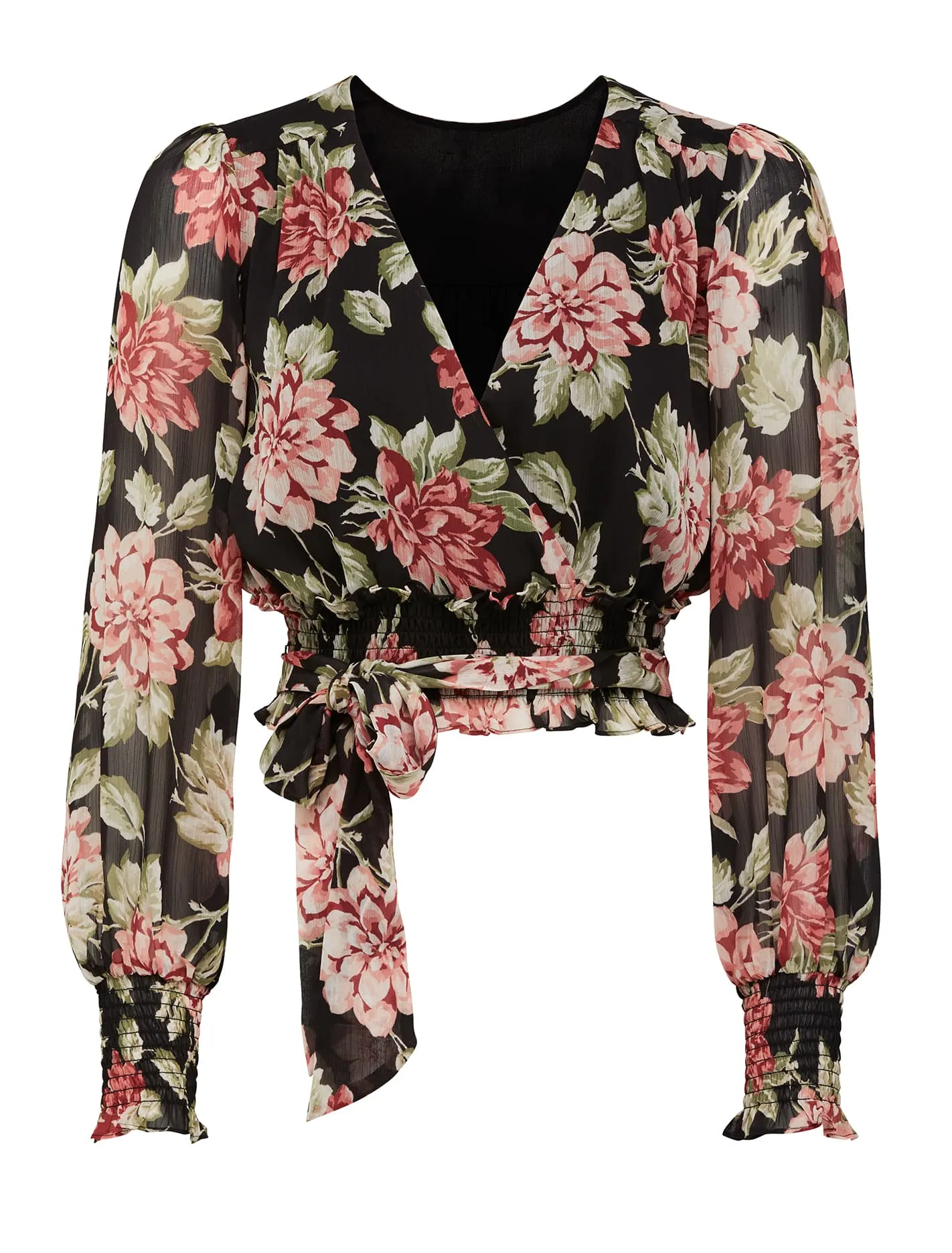 Arianna Shirred Waist Printed Blouse