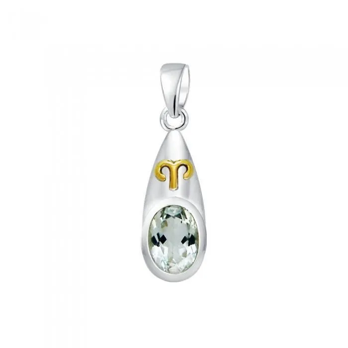 Aries Zodiac Symbol Silver and Gold Pendant MPD823