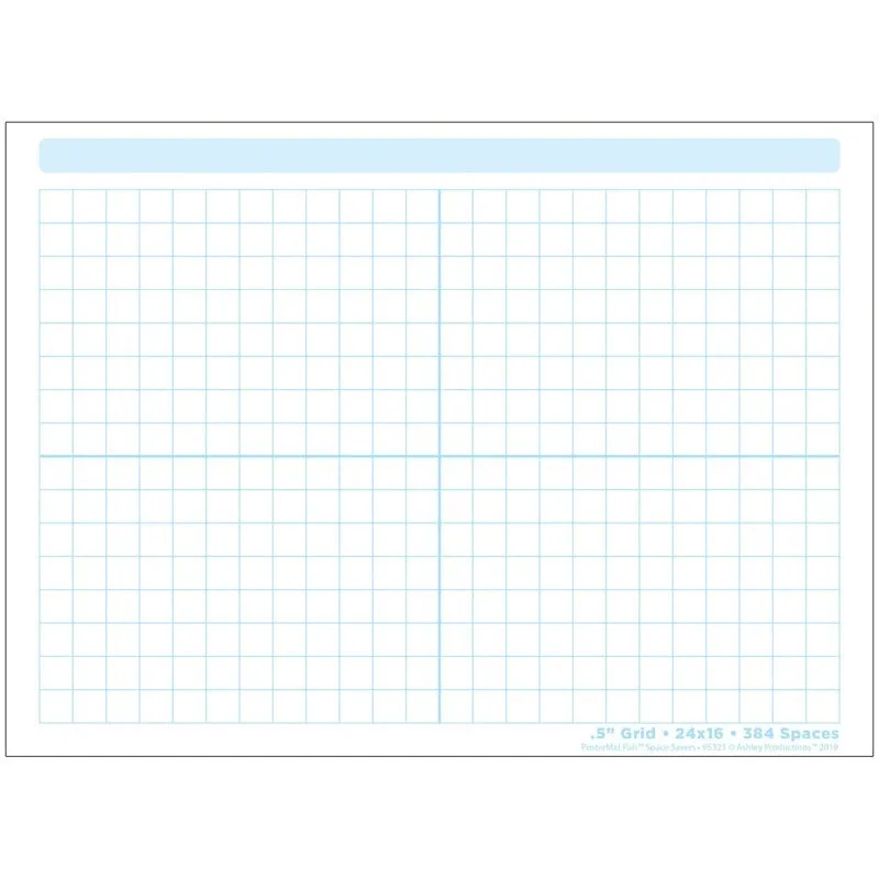 Ashley Smart Poly Dry Erase Mat 1/2" Grid Blocks, Graph 13" X 9.5" (ASH95323)