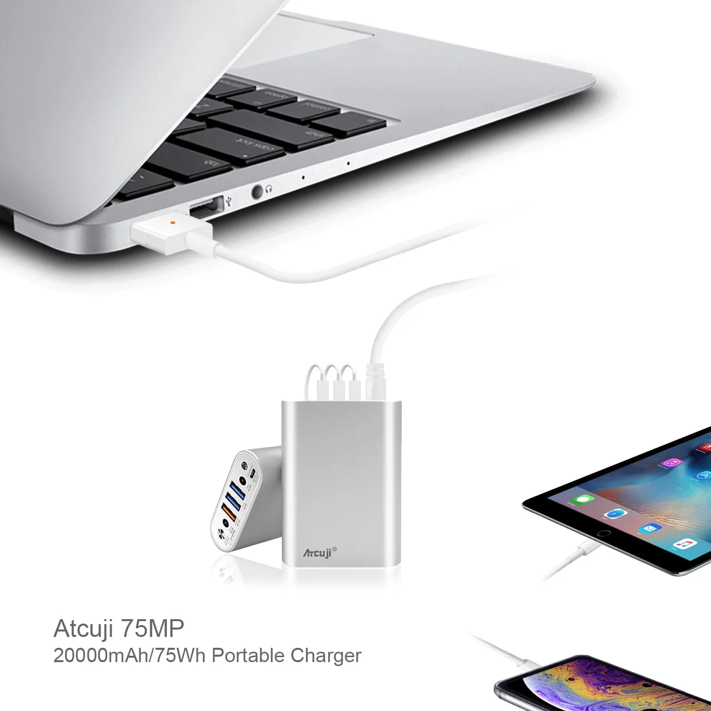 AT20DM 20000mAh Laptop Portable Charger 130W Power Delivery for MacBook Air 13 11 Power Bank Apple iPhone External Battery iPad Samsung Galaxy Google Tablet Smartphone(TSA Approved)