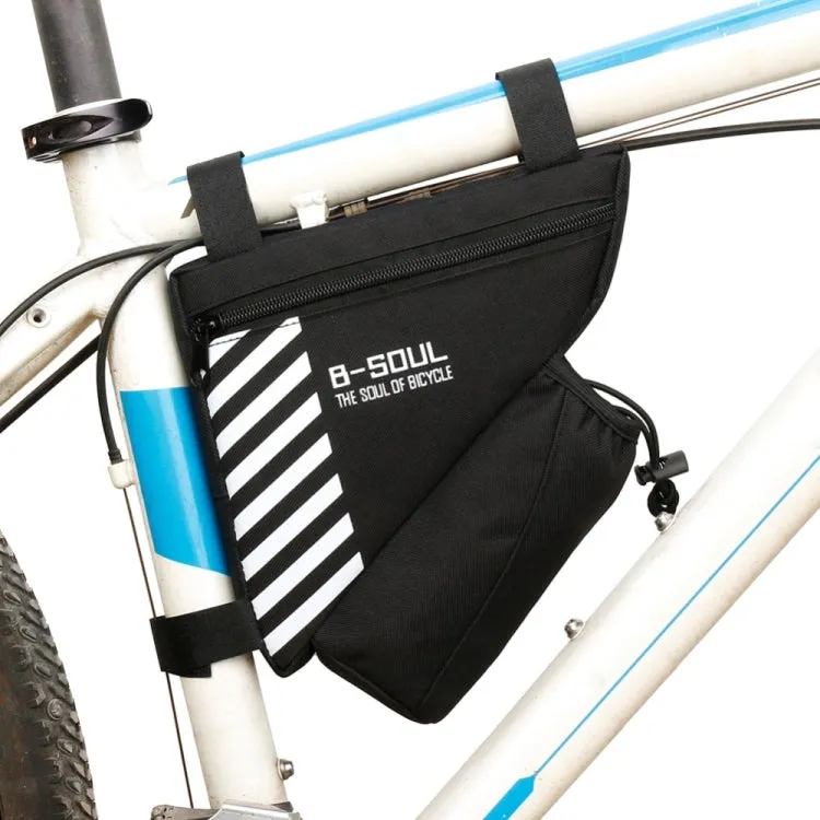 B-soul Bicycle Bags With Water Bottle Triangle Pouch Solid Cycling Front Tube Frame Bag Pocket, Size:20.5*18*5cm(Blue)