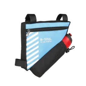 B-soul Bicycle Bags With Water Bottle Triangle Pouch Solid Cycling Front Tube Frame Bag Pocket, Size:20.5*18*5cm(Blue)