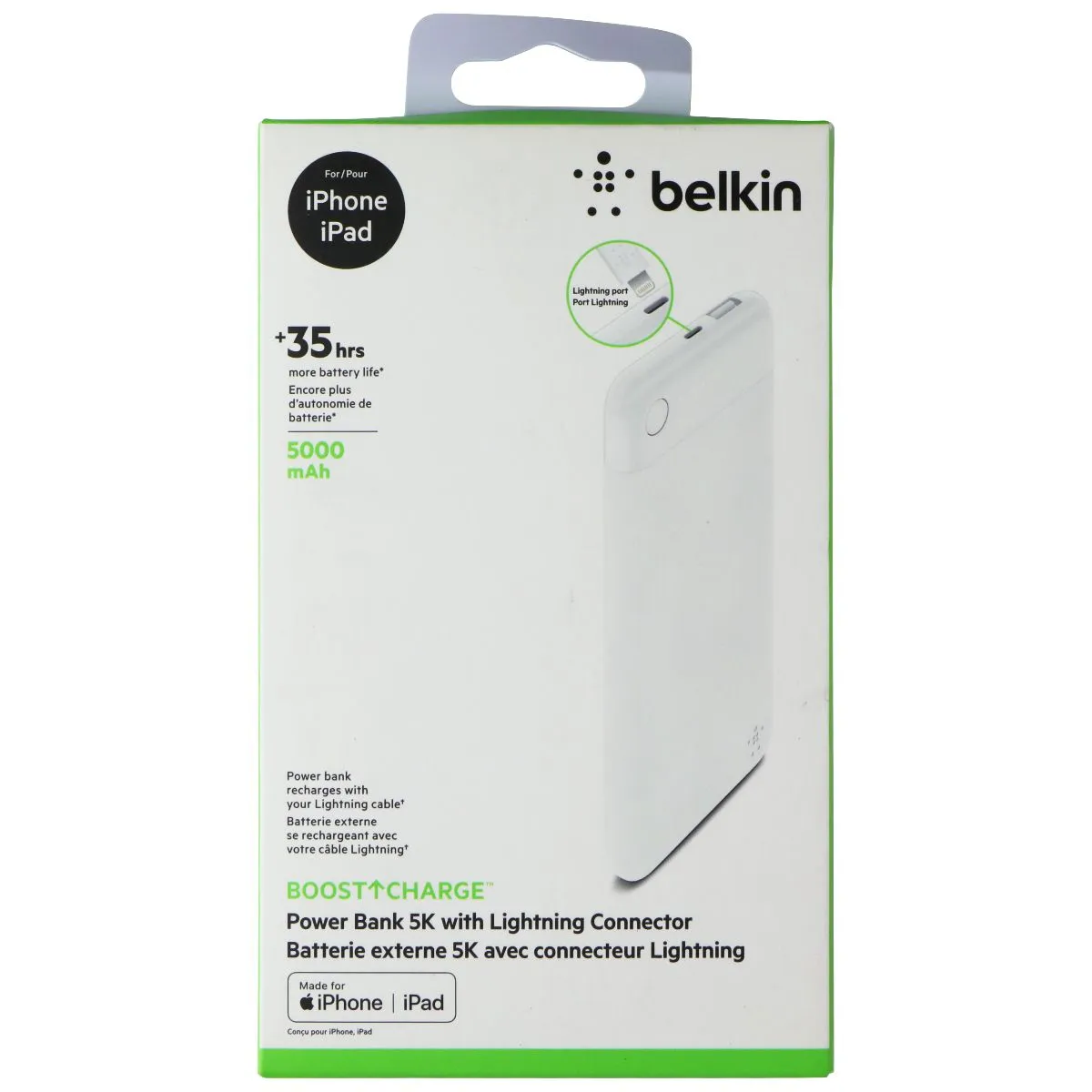 Belkin Boost Charge 5,000mAh Portable Power Bank - White