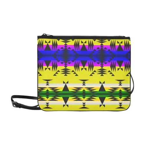 Between the Mountains Greasy Yellow Slim Clutch Bag