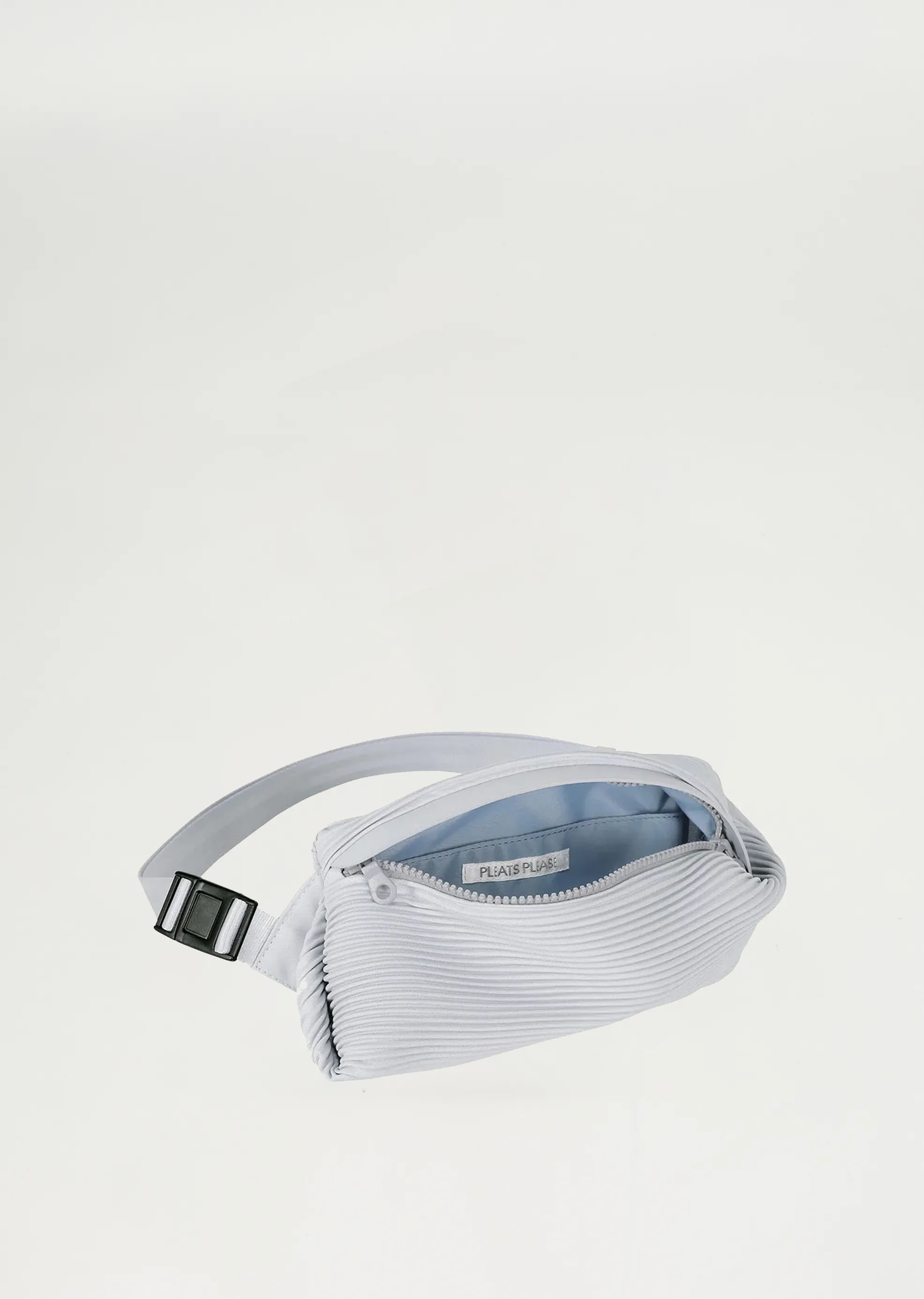 Bias Pleats Waist Bag — Light Gray