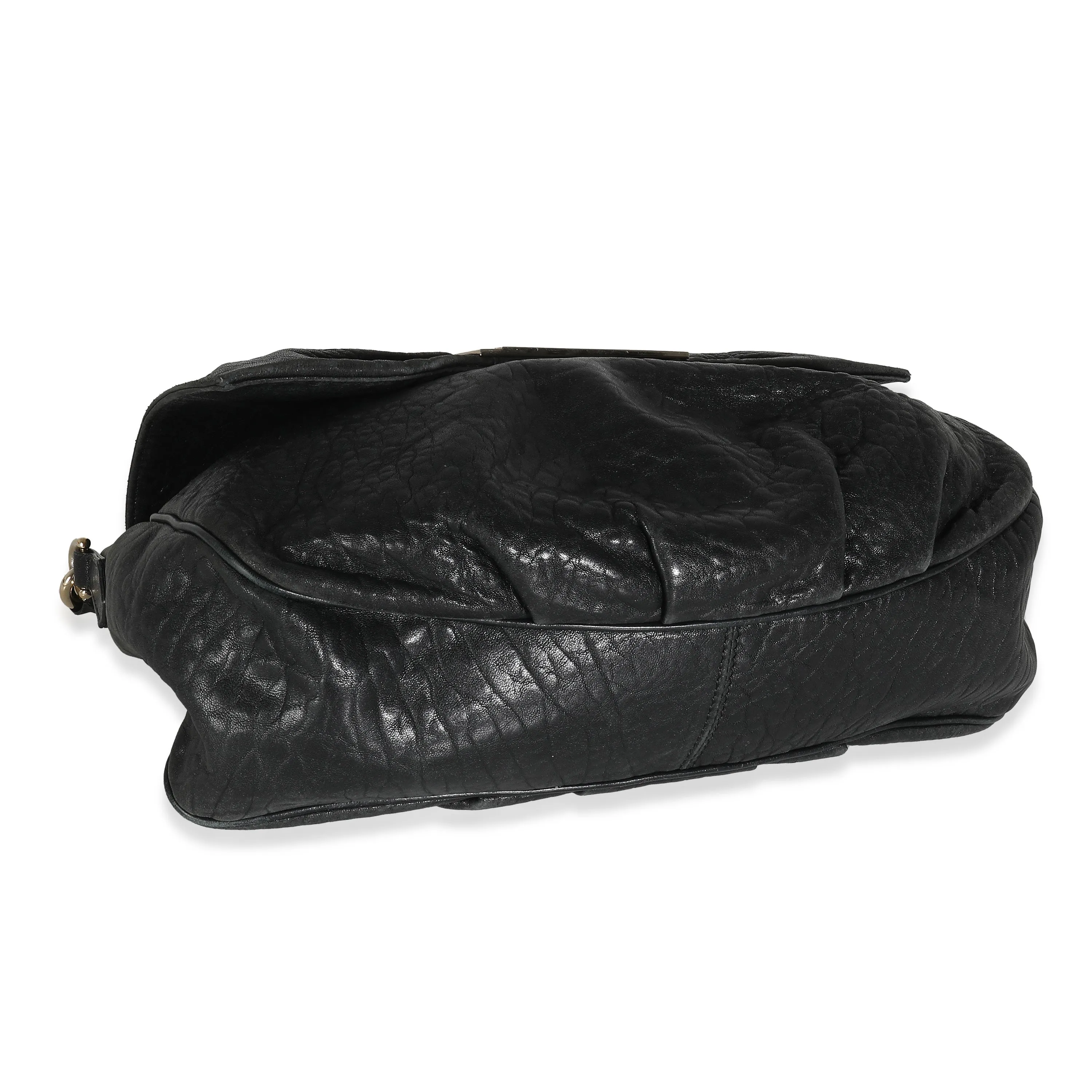 Black Crinkled Lambskin Mia Flap Bag