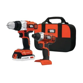 Black Decker BDCD220IA-1 Combination Kit, Battery Included, 20 V, 2-Tool, Lithium-Ion Battery