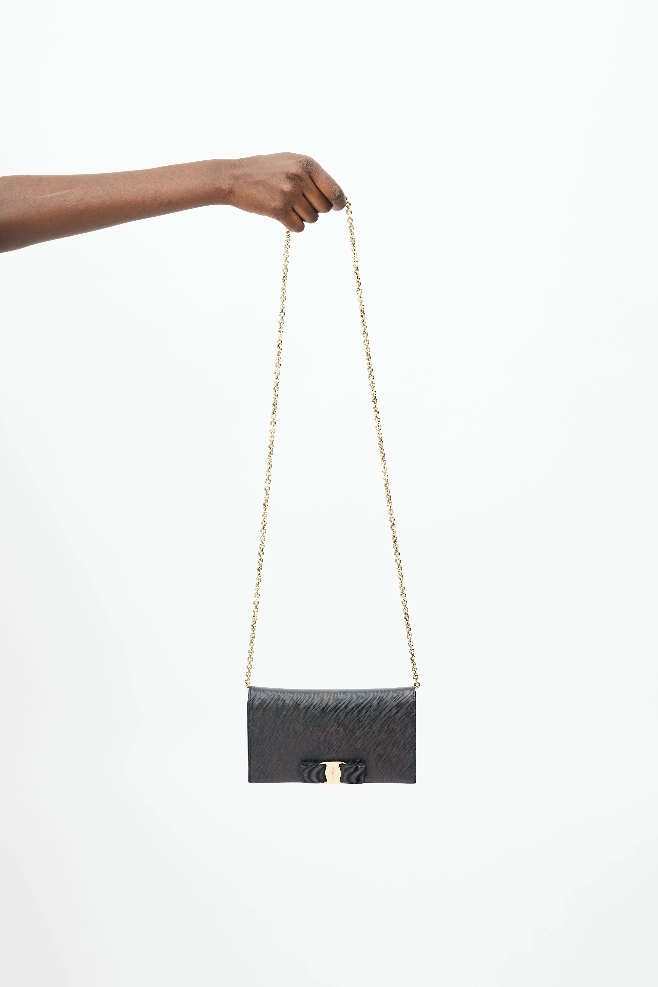 Black Vara Bow Wallet On Chain