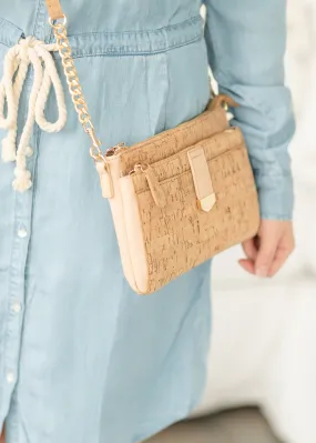 Blush Cork Clutch   Crossbody Bag - FINAL SALE