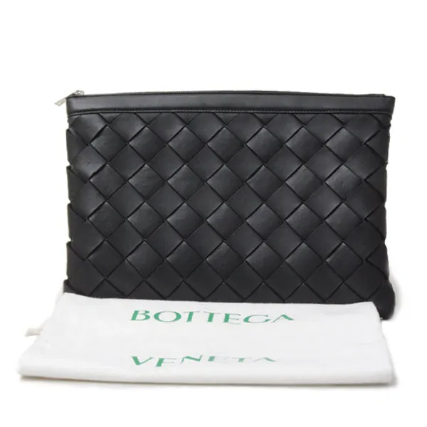 Bottega Veneta Leather Intrecciato Clutch Bag