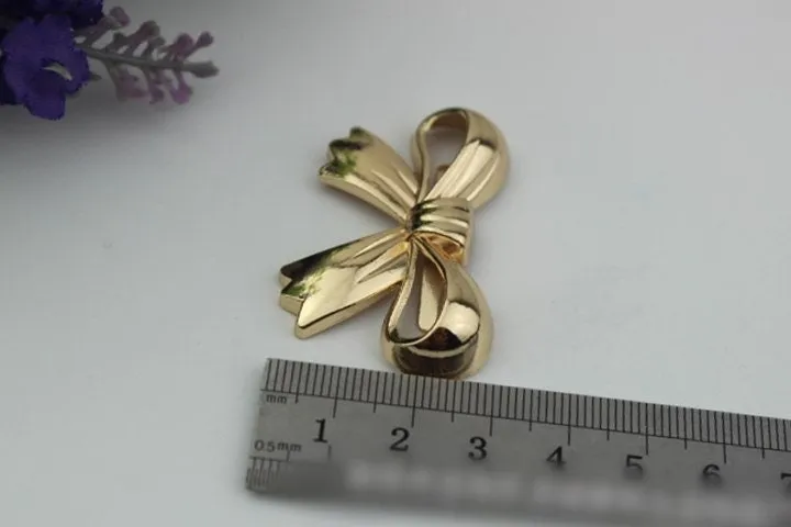 Bow-Knot Purse Label 1/10pcs Bag Hardware Charm Light Gold Handmade Purse Handbag Making Metal Decoration 45mm 1 3/4" Wholesale Supplies