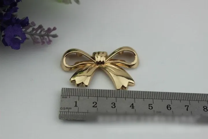 Bow-Knot Purse Label 1/10pcs Bag Hardware Charm Light Gold Handmade Purse Handbag Making Metal Decoration 45mm 1 3/4" Wholesale Supplies