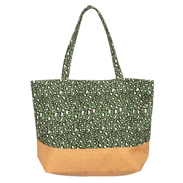 Brown Leopard Jute Tote