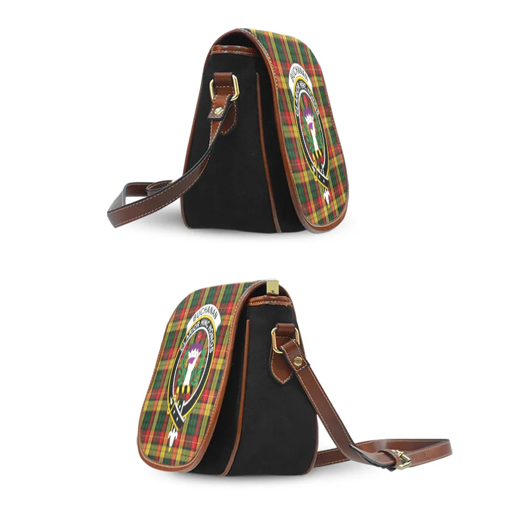 Buchanan Tartan Saddle Bag with Family Crest