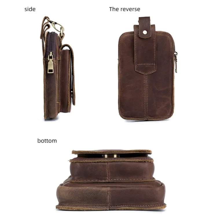 BULL CAPTAIN 028 Multi-Function Cattle Leather Waist Bag Magnetic Buckle Mobile Phone Belt Bag(Coffee)