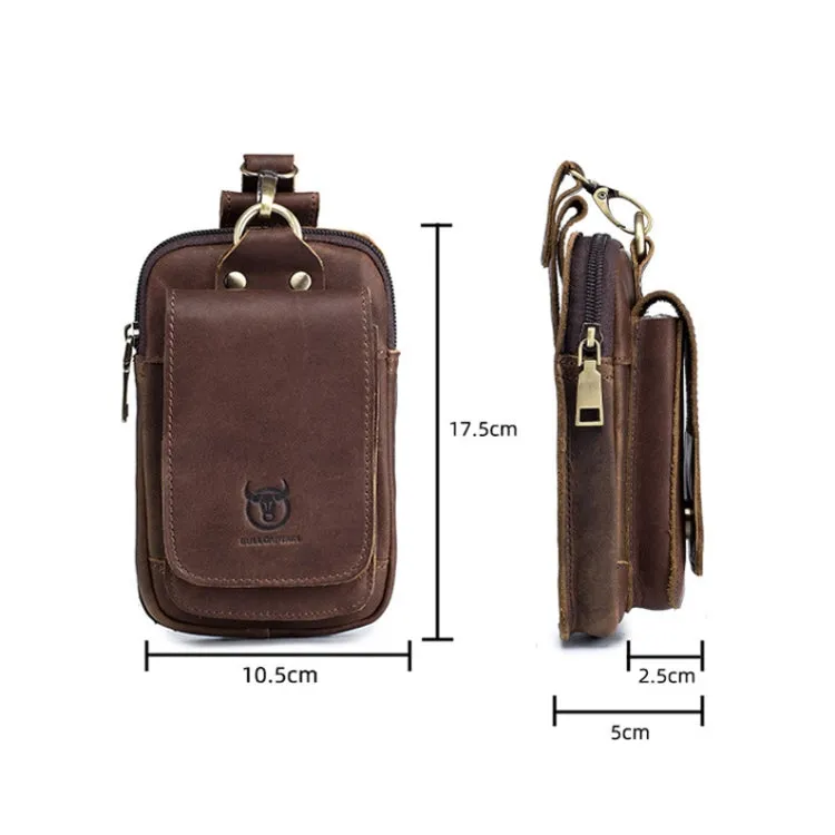 BULL CAPTAIN 028 Multi-Function Cattle Leather Waist Bag Magnetic Buckle Mobile Phone Belt Bag(Coffee)