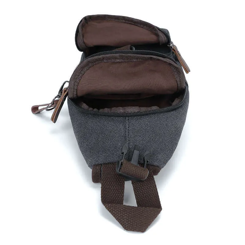 Canvas Crossbody Sling Bag | USB Charging Chest Bag