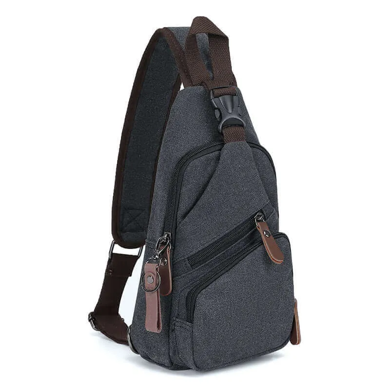 Canvas Crossbody Sling Bag | USB Charging Chest Bag