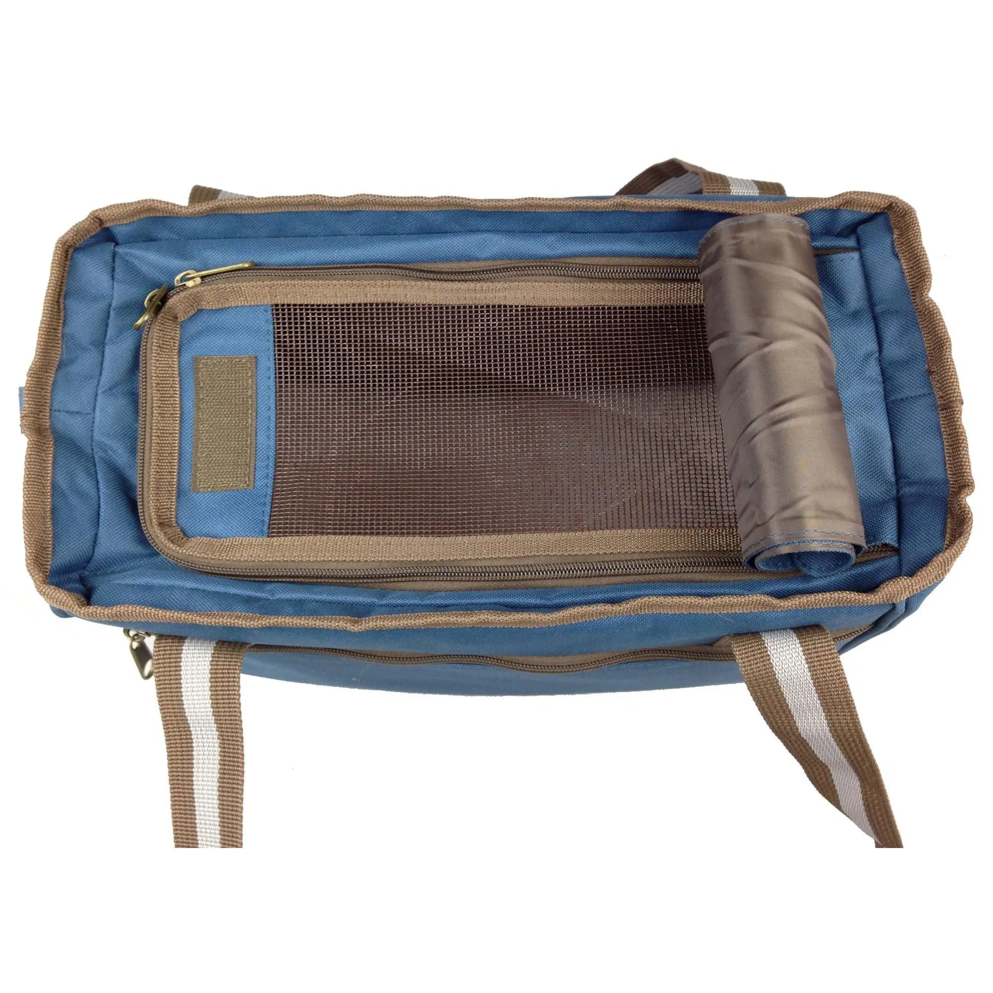 Canvas Pet Carrier with Dual-Zipper Closures and Storage Pouches Transport