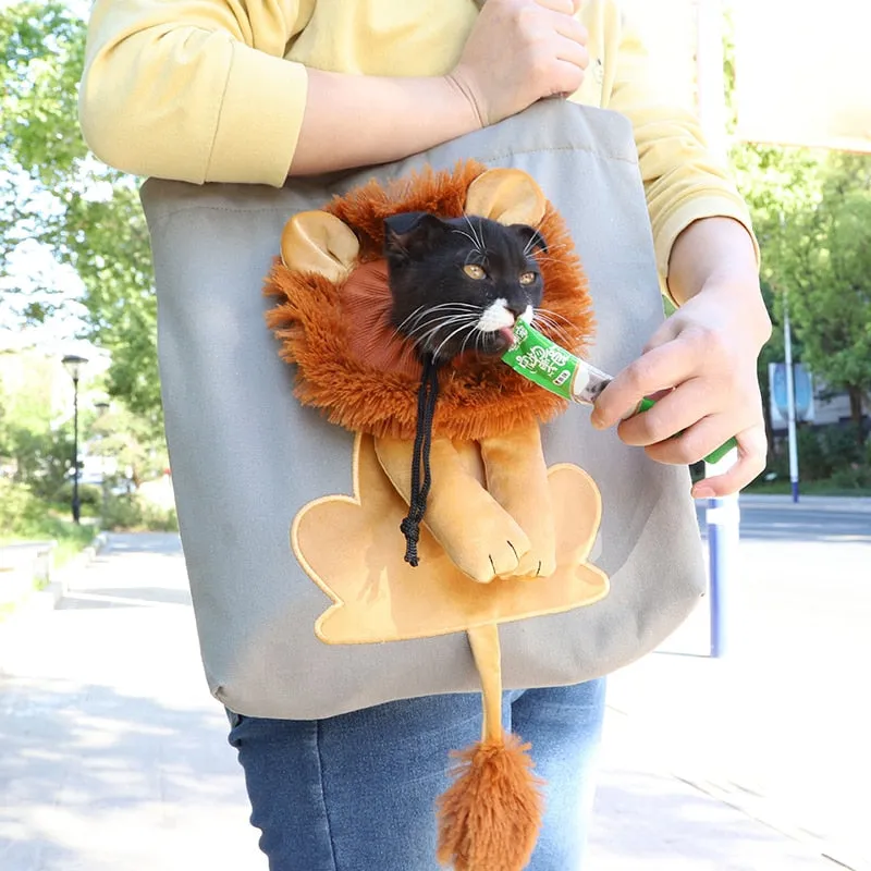 Cartoon Shape Lion Canvas Pet Shoulder Bag