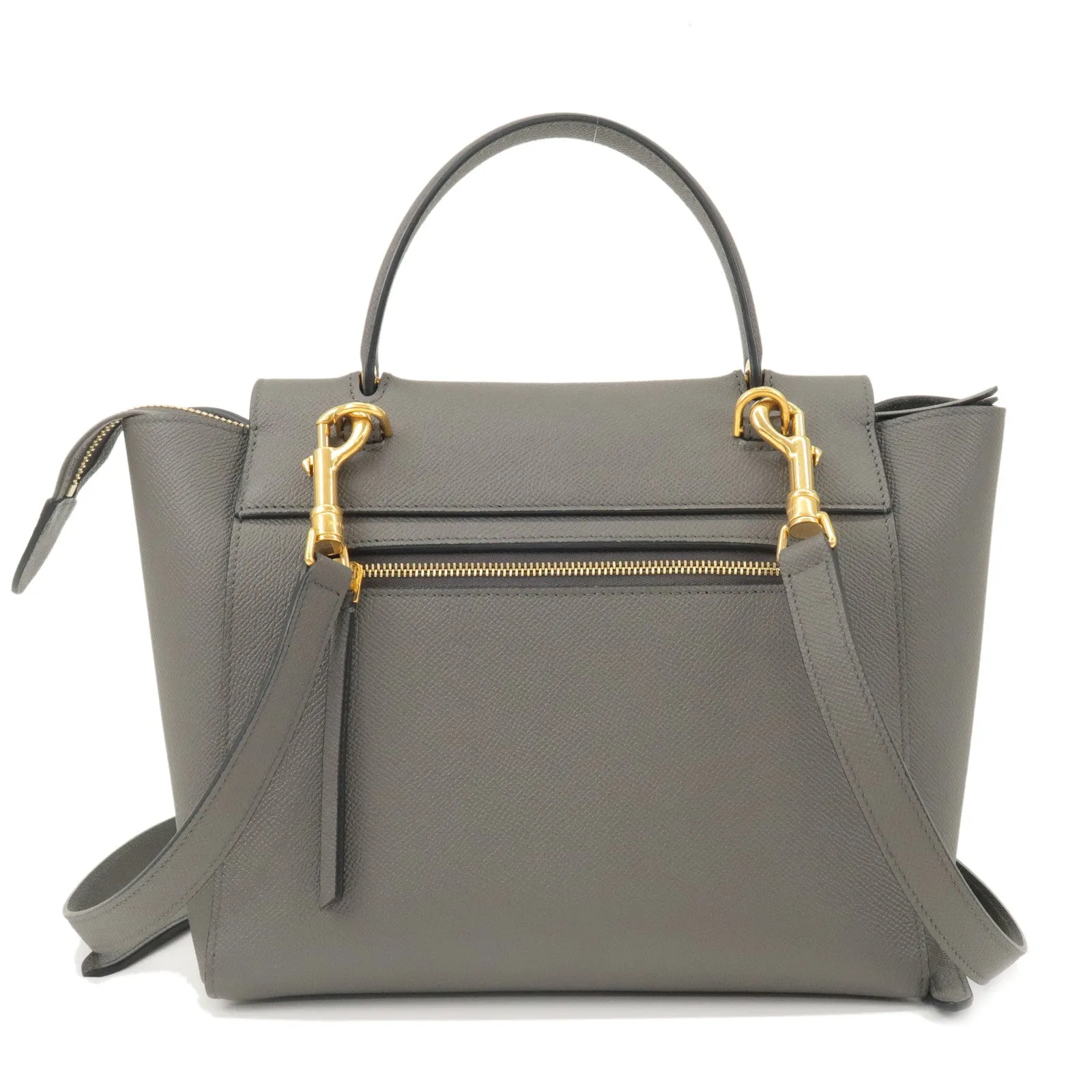 CELINE Leather Belt Bag Micro 2Way Bag Hand Bag Shoulder Bag Gray