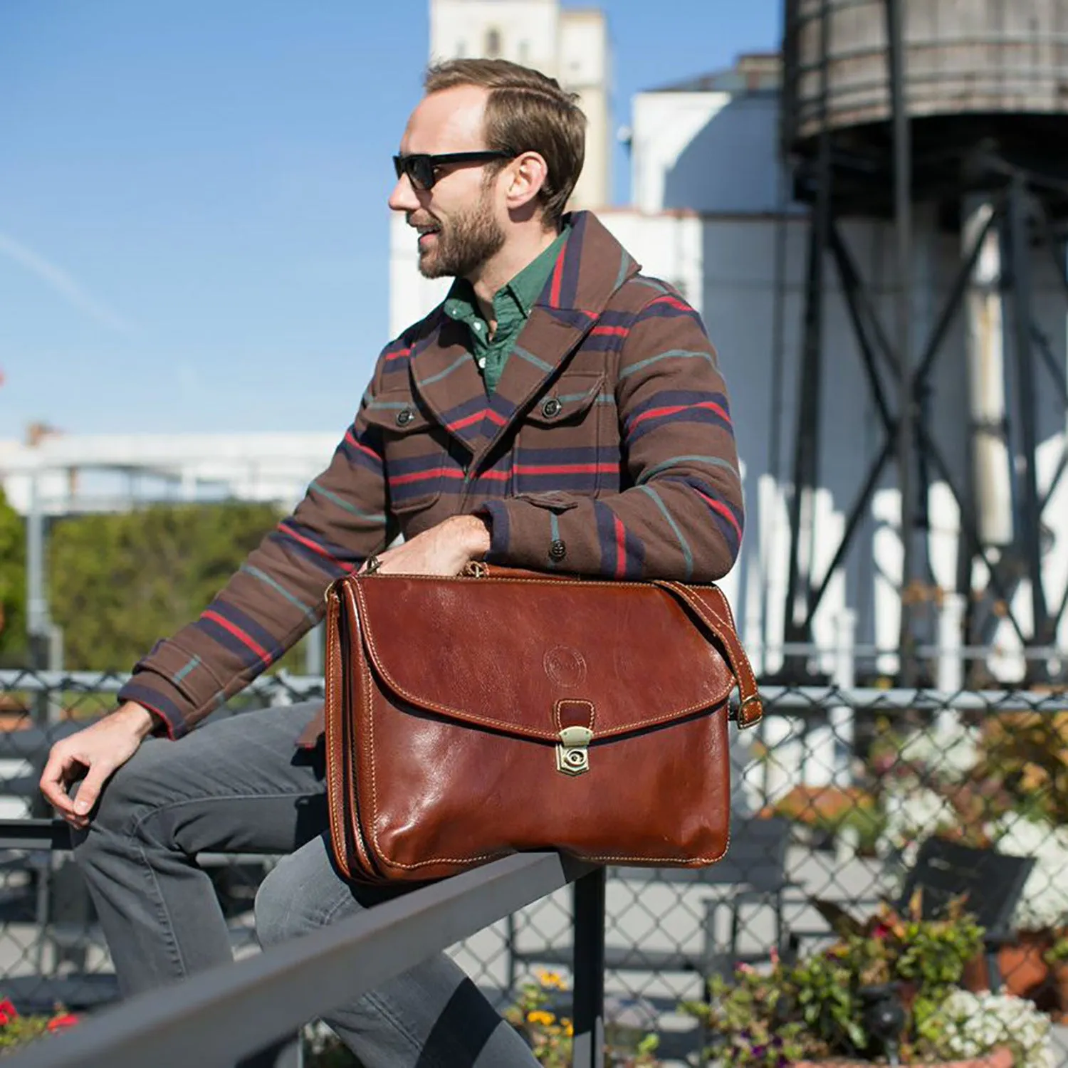 Cenzo Leather Briefcase