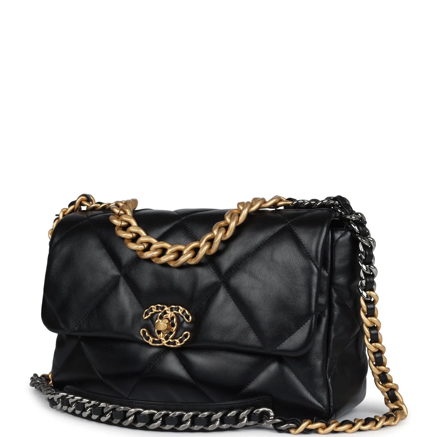 Chanel Large 19 Flap Bag Black Lambskin Mixed Metal Hardware