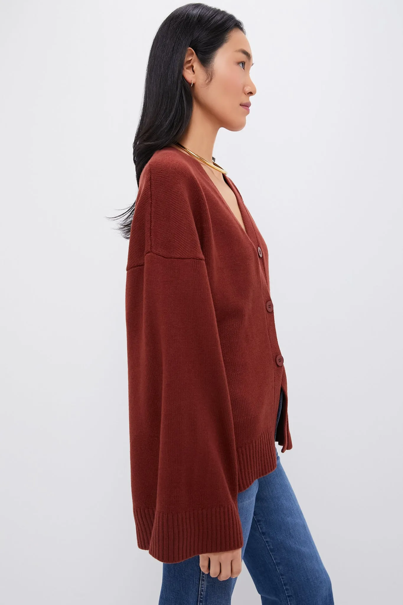 Chestnut Cinched Waist Cardigan