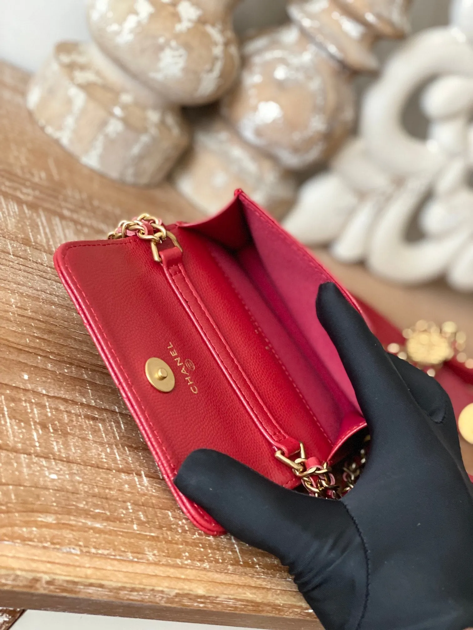 CHL Clutch With Chain Red For Women, Women&#8217;s Bags 4.8in/12.3cm