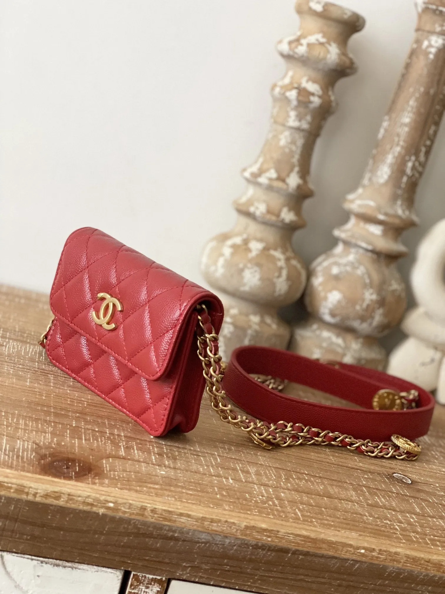 CHL Clutch With Chain Red For Women, Women&#8217;s Bags 4.8in/12.3cm