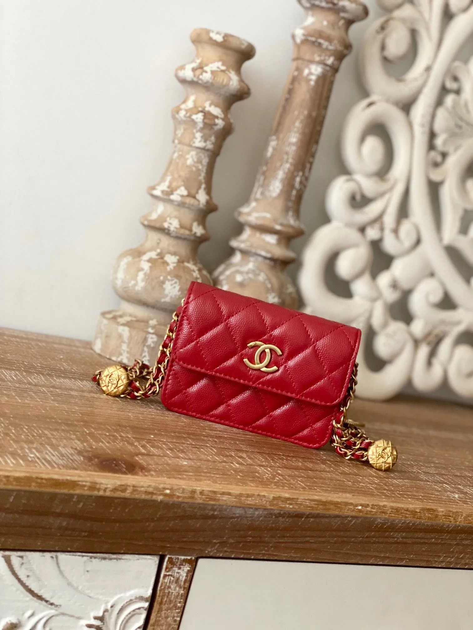 CHL Clutch With Chain Red For Women, Women&#8217;s Bags 4.8in/12.3cm