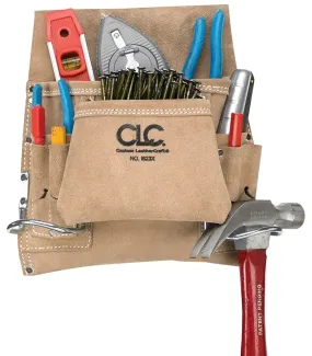 CLC Tool Works Series I823X Nail/Tool Bag, 20 in W, 12 in H, 8-Pocket, Suede Leather, Tan :EA: QUANTITY: 1