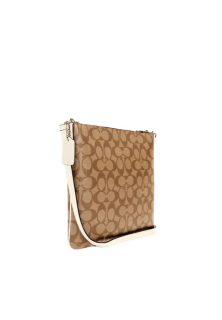 Coach Signature Rowan File C1554 Crossbody Bag In Khaki Chalk