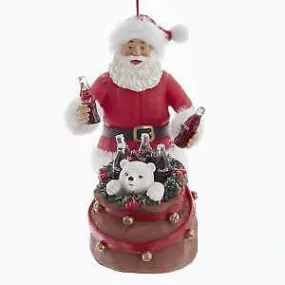 COCA-COLA® Santa With Bear In Bag Ornament