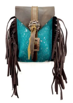 Cowhide Saddle Bag ~ Teal