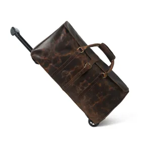 Dazzlo Handmade Leather Trolley Travel Duffel Bag - 24" - Classic Brown