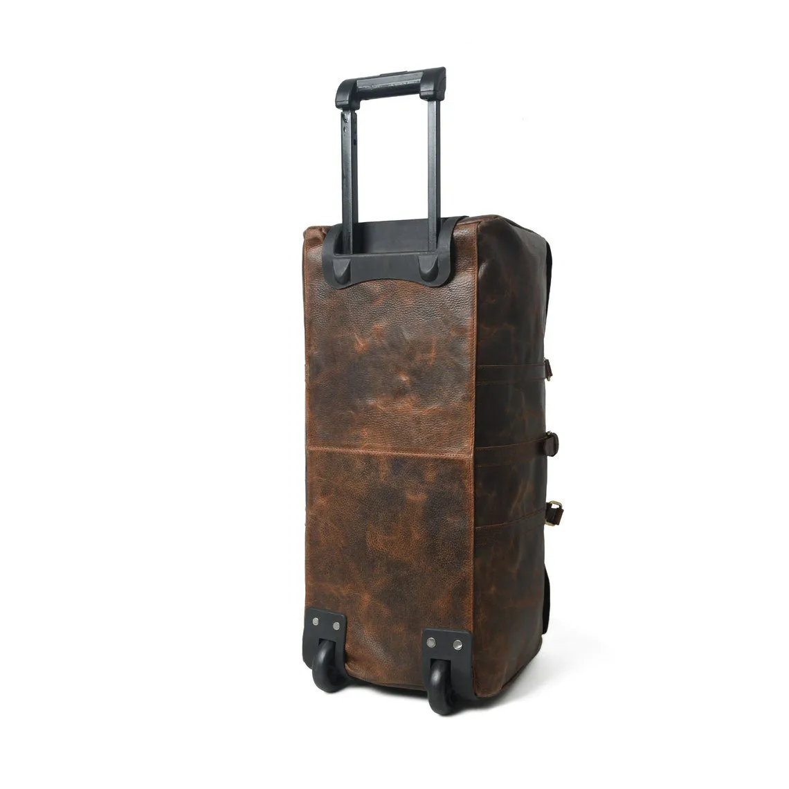 Dazzlo Handmade Leather Trolley Travel Duffel Bag - 24" - Classic Brown