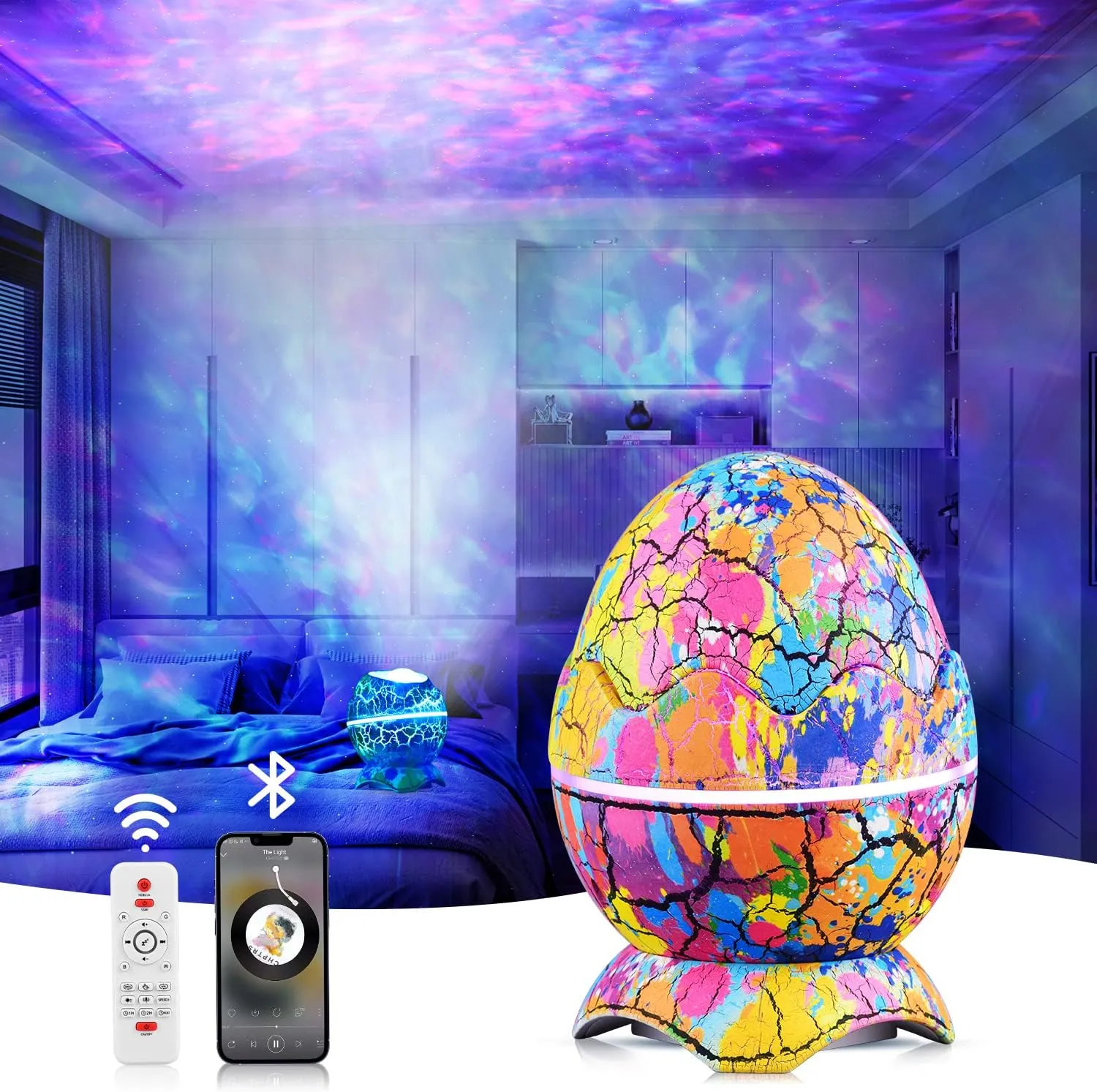 Dinosaur Egg Starry Sky Projector with Bluetooth Speaker