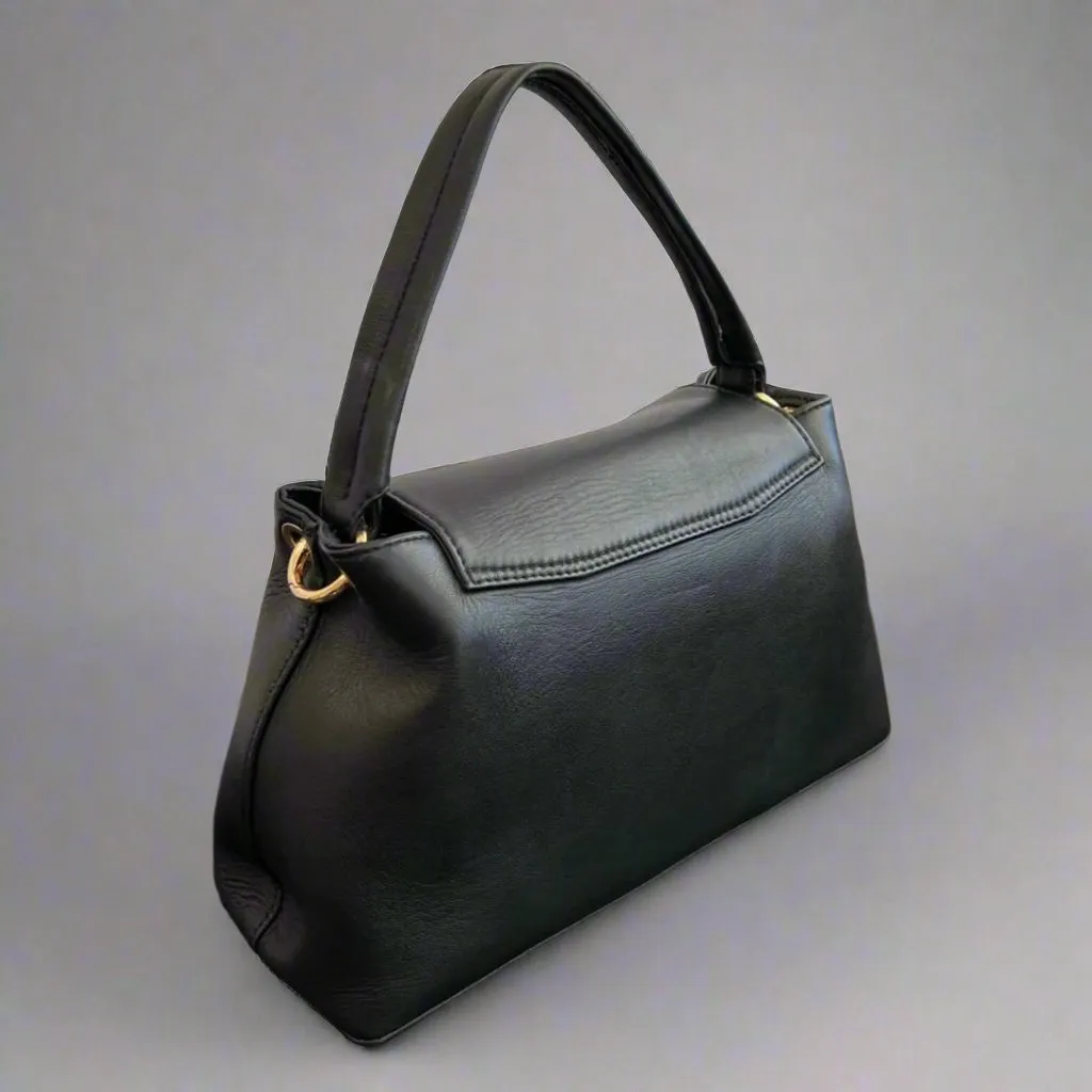 Elegant Sheep Leather Flap Handle Bag