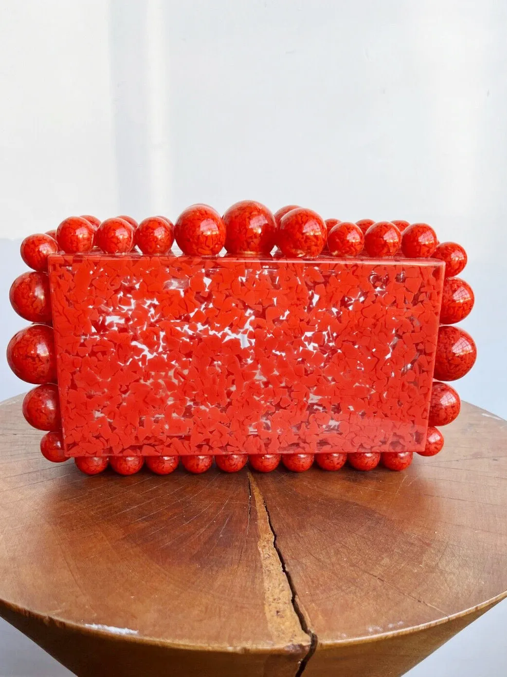 EOS CORAL ACRYLIC BOX CLUTCH