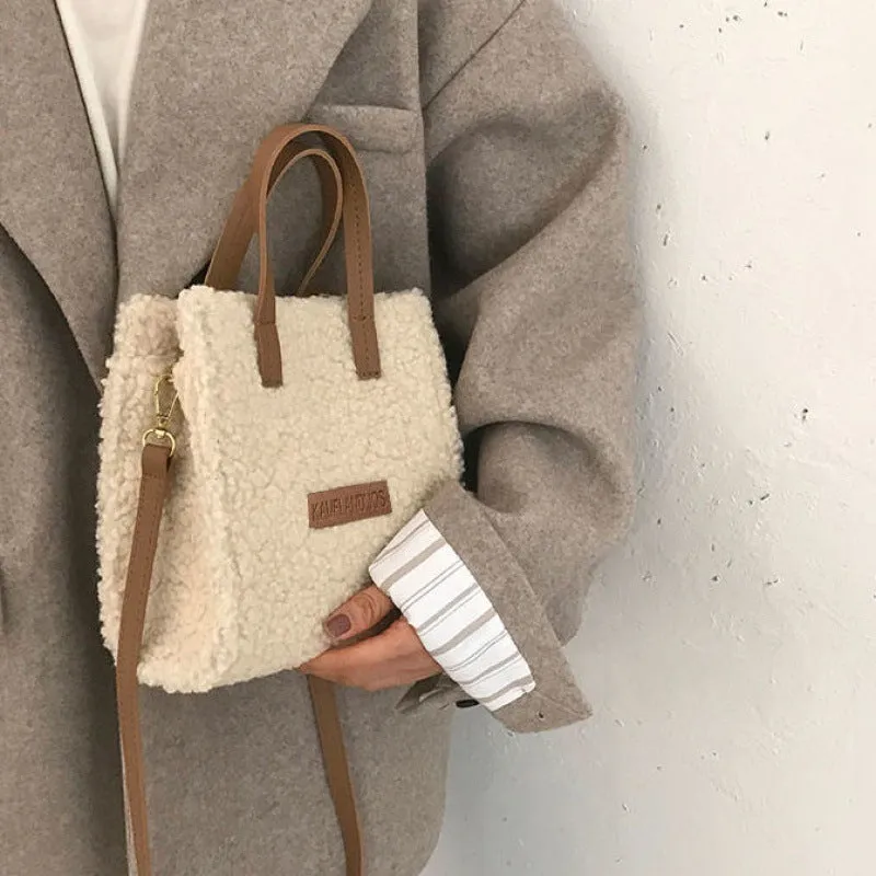 Faux Lamb Wool Crossbody Bag