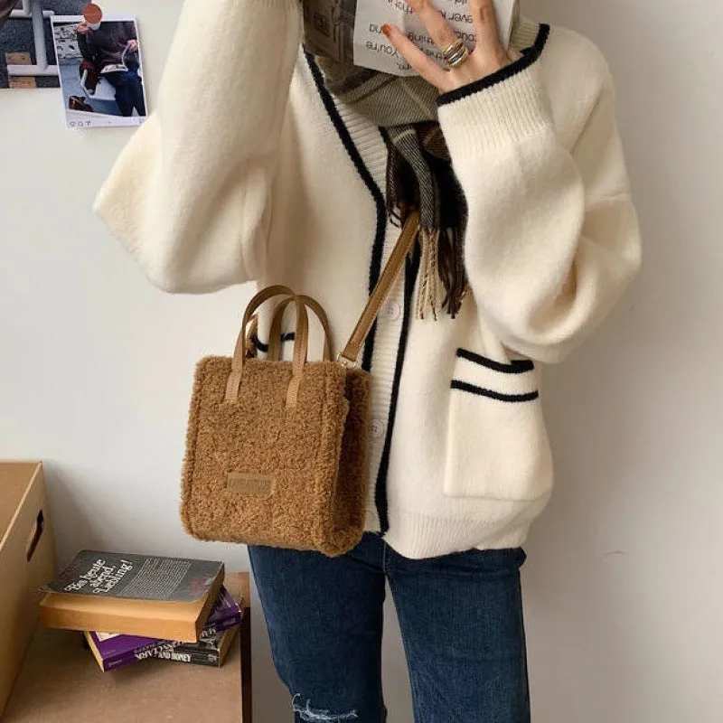 Faux Lamb Wool Crossbody Bag