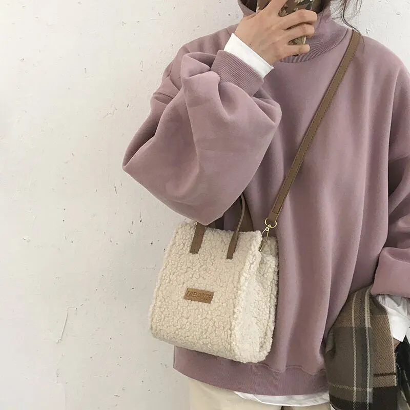 Faux Lamb Wool Crossbody Bag